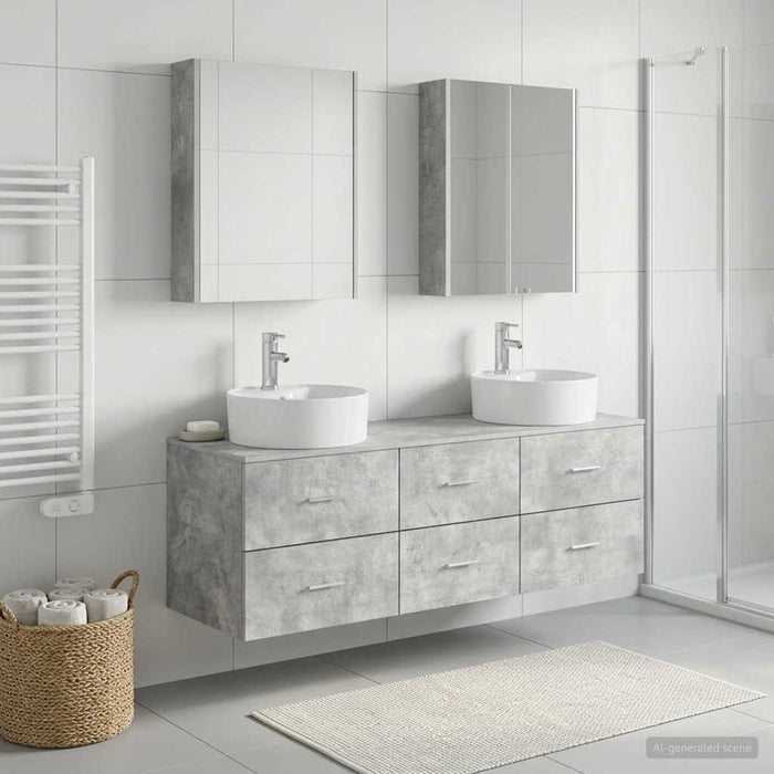 Set de mobilier pentru baie 5 buc. Gri Beton - WALTI WALTI