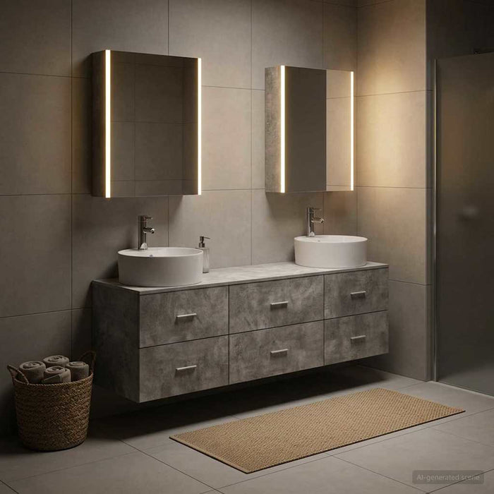 Set de mobilier pentru baie 5 buc. Gri Beton - WALTI WALTI