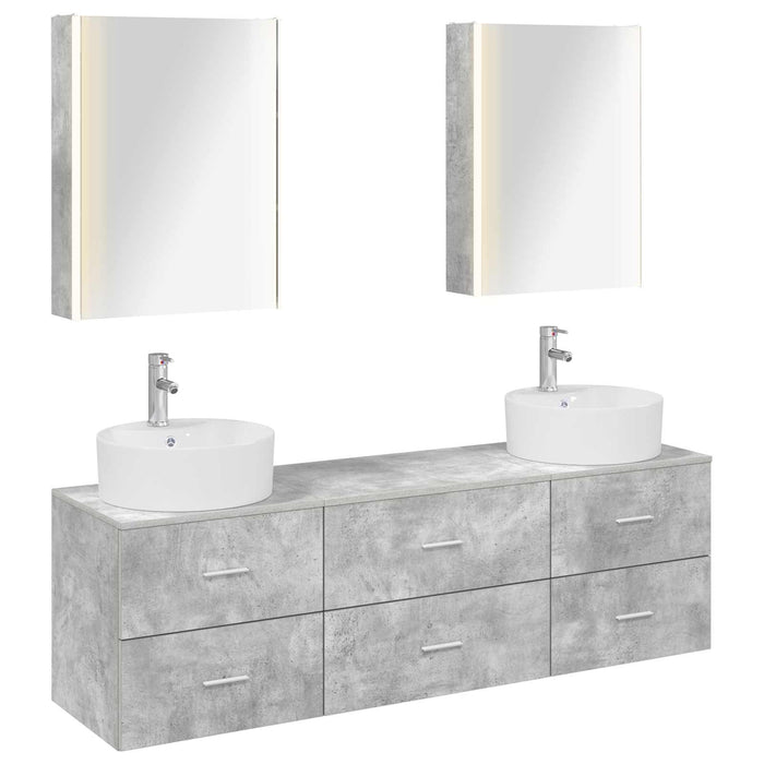 Set de mobilier pentru baie 5 pcs Gri Beton WALTI