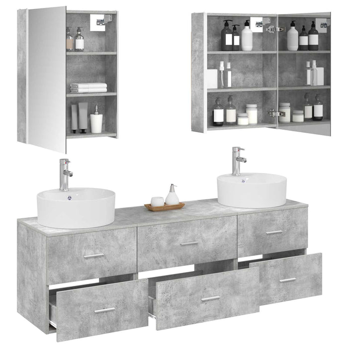 Set de mobilier pentru baie 5 pcs Gri Beton WALTI