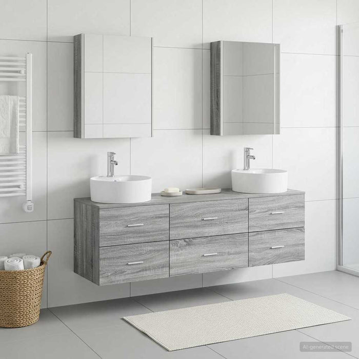 Set de mobilier pentru baie 5 buc. Sonoma gri WALTI