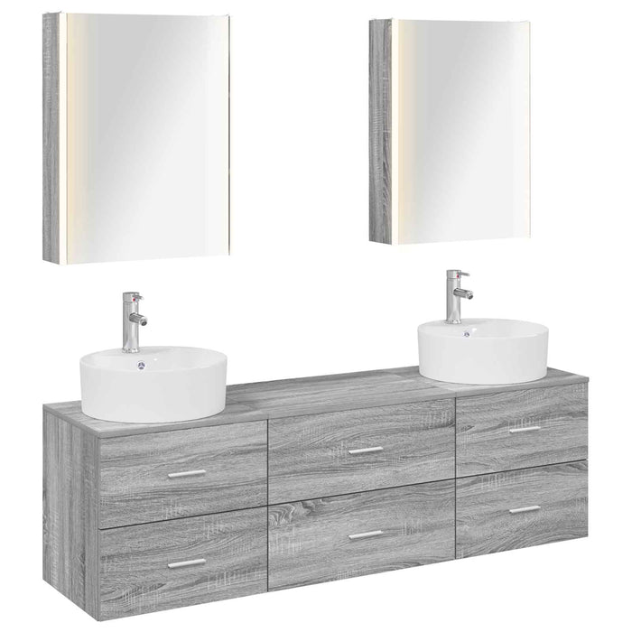 Set de mobilier pentru baie 5 pcs Sonoma gri WALTI