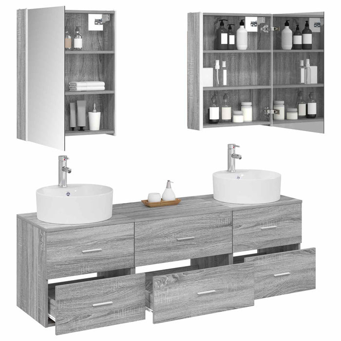 Set de mobilier pentru baie 5 pcs Sonoma gri WALTI
