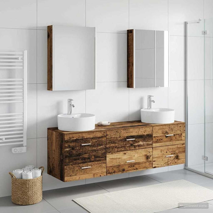Set de mobilier pentru baie 5 buc. Lemn vechi - WALTI WALTI