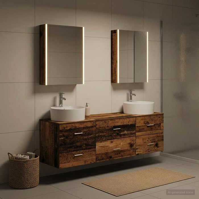 Set de mobilier pentru baie 5 buc. Lemn vechi - WALTI WALTI