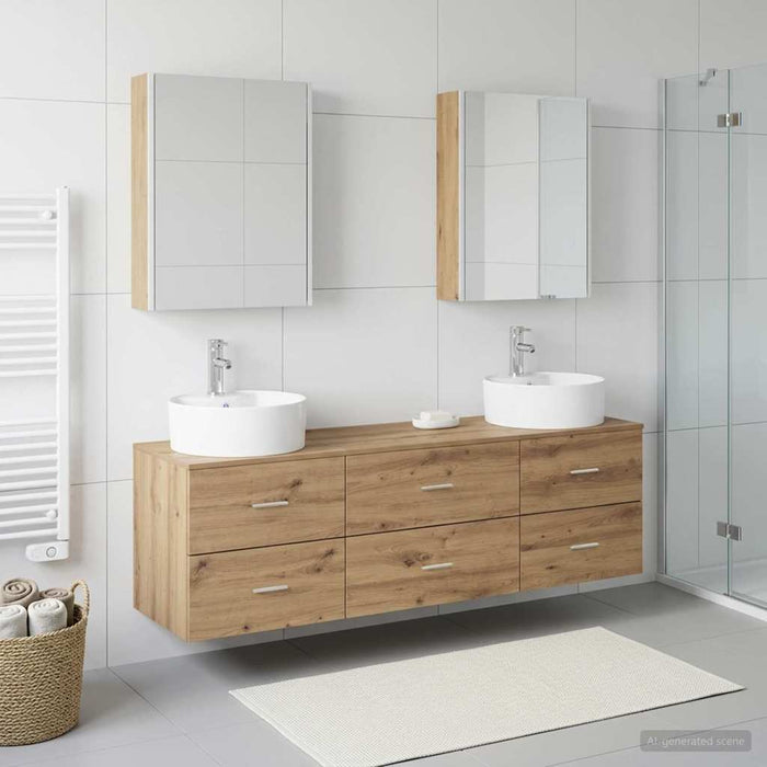 Set de mobilier pentru baie 5 buc. Stejar Artizanal WALTI