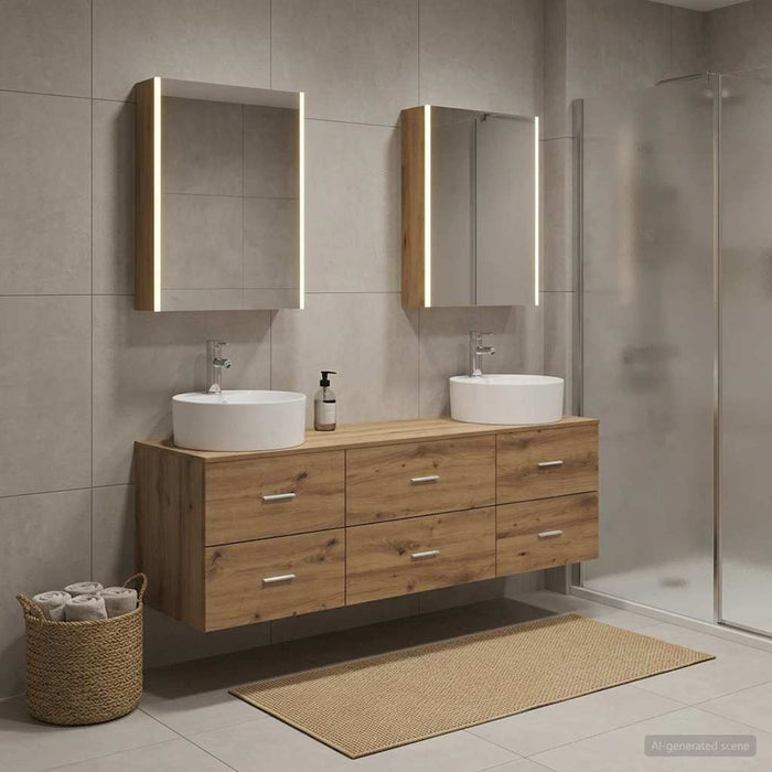 Set de mobilier pentru baie 5 buc. Stejar Artizanal WALTI