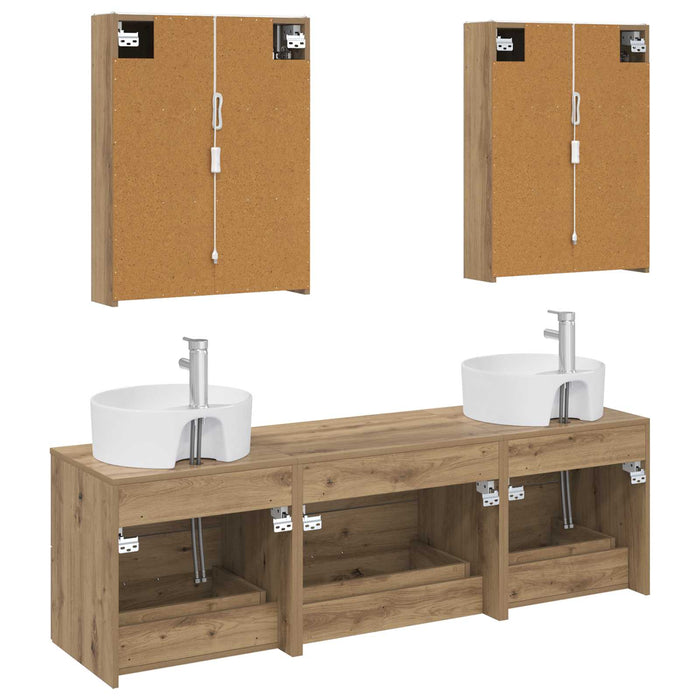 Set de mobilier pentru baie 5 pcs Stejar Artizanal WALTI