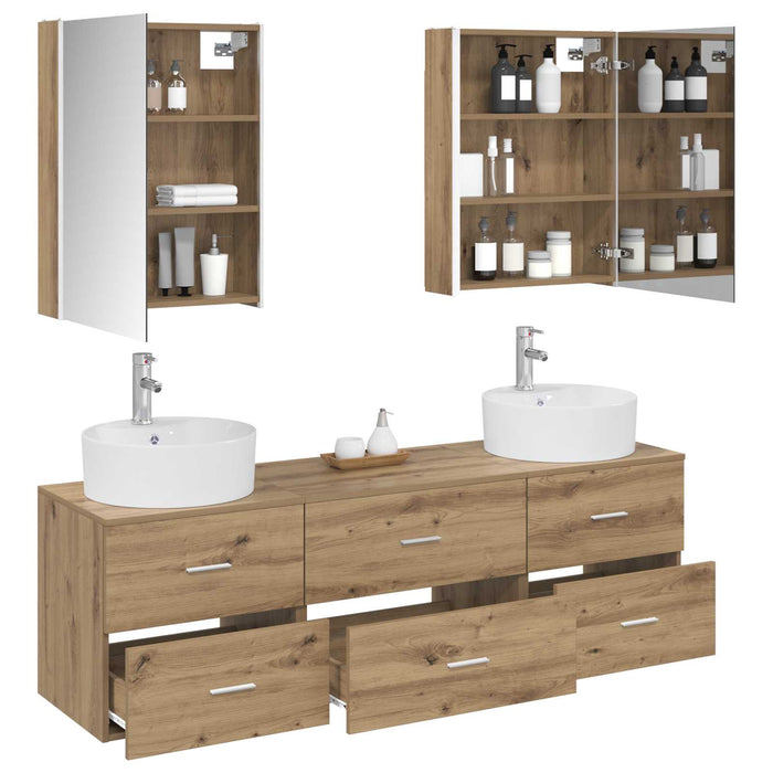 Set de mobilier pentru baie 5 pcs Stejar Artizanal WALTI