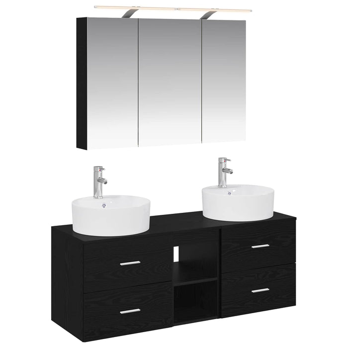 Set de mobilier pentru baie 4 pcs Stejar Negru WALTI