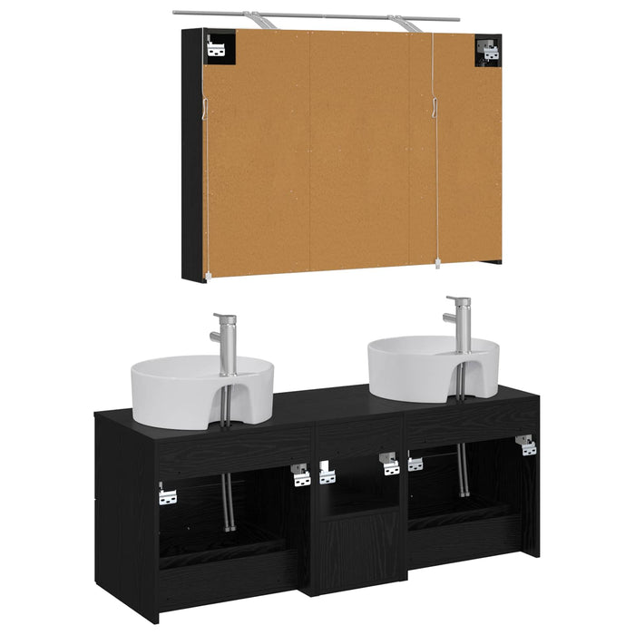 Set de mobilier pentru baie 4 pcs Stejar Negru WALTI