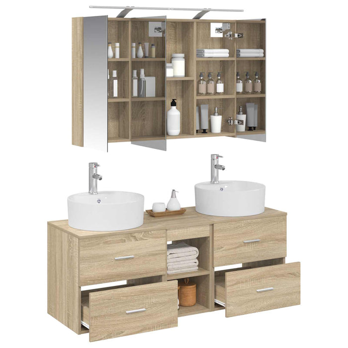 Set de mobilier pentru baie 4 pcs Stejar Sonoma WALTI
