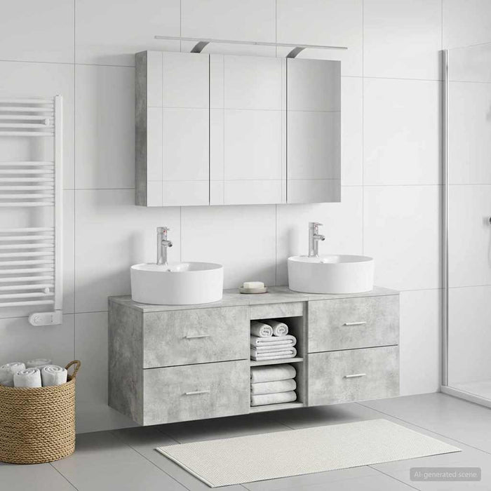 Set de mobilier pentru baie 4 buc. Gri Beton - WALTI WALTI