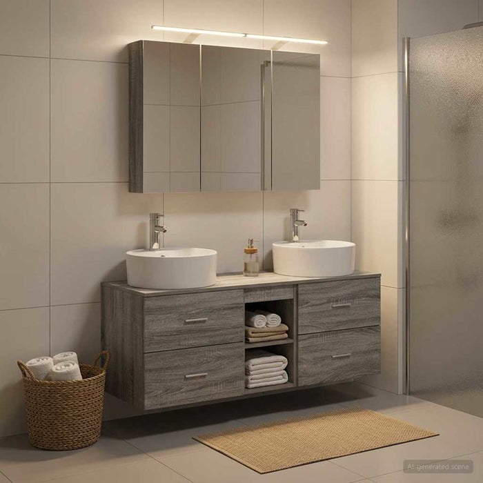 Set de mobilier pentru baie 4 pcs Sonoma gri WALTI
