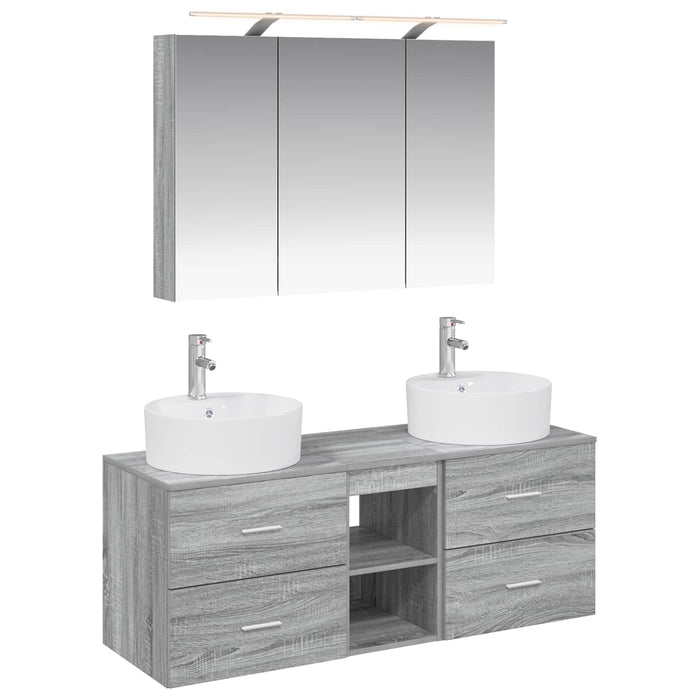 Set de mobilier pentru baie 4 pcs Sonoma gri WALTI