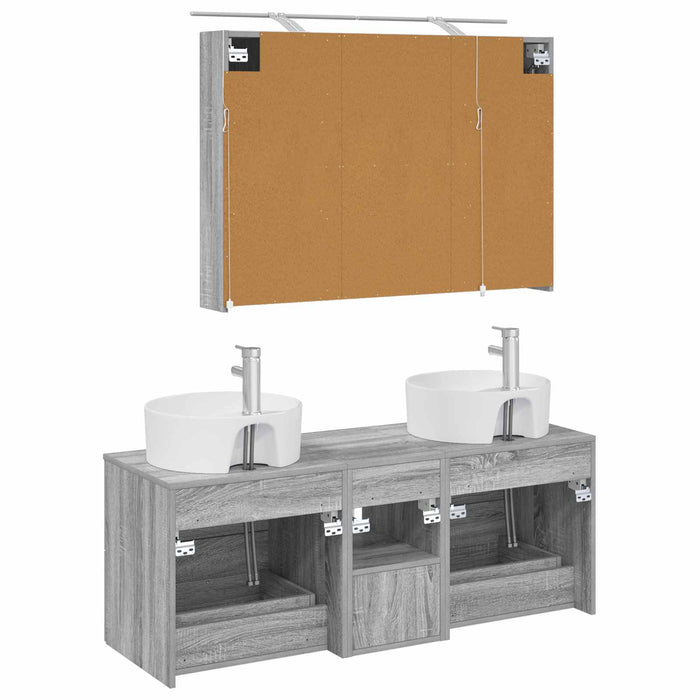 Set de mobilier pentru baie 4 pcs Sonoma gri WALTI