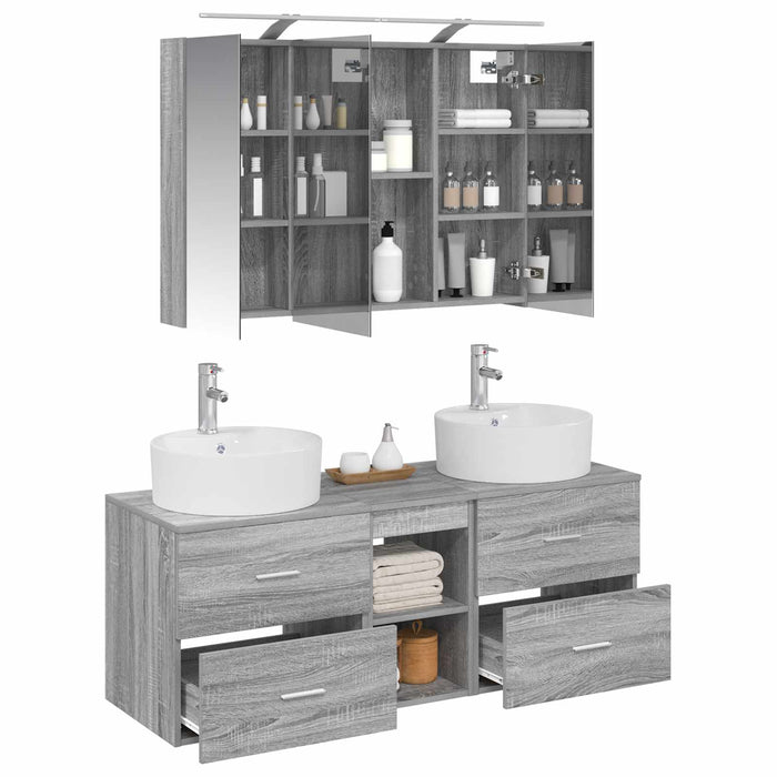 Set de mobilier pentru baie 4 pcs Sonoma gri WALTI