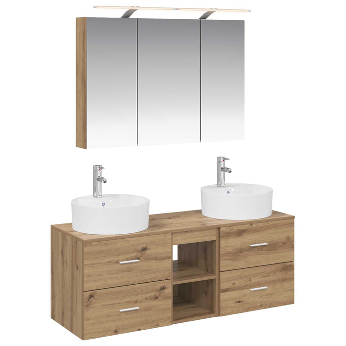 Set de mobilier pentru baie 4 pcs Stejar Artizanal WALTI