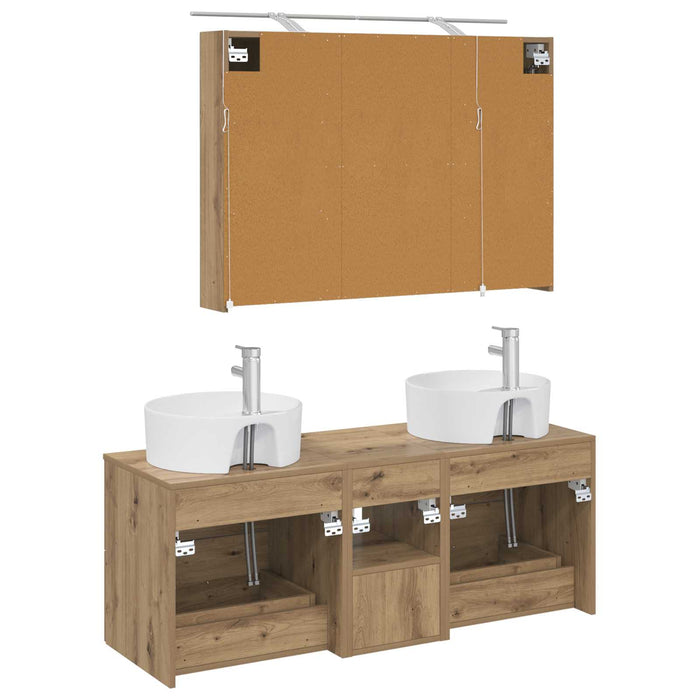 Set de mobilier pentru baie 4 pcs Stejar Artizanal WALTI
