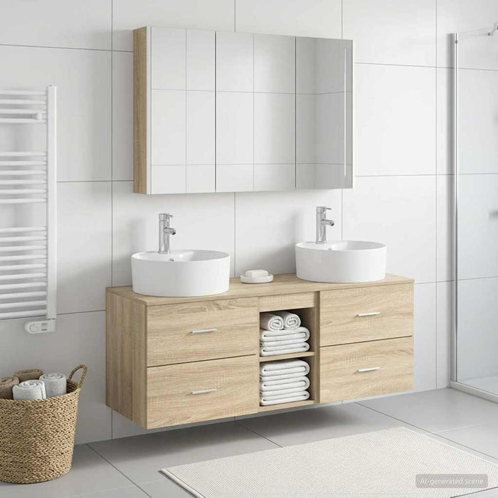 Set de mobilier pentru baie 4 pcs Stejar Sonoma WALTI