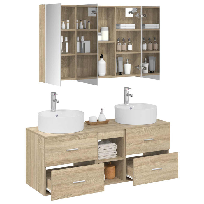 Set de mobilier pentru baie 4 pcs Stejar Sonoma WALTI
