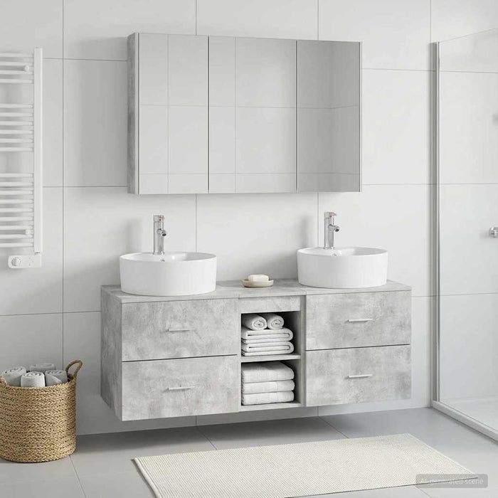 Set de mobilier pentru baie 4 buc. Gri Beton WALTI