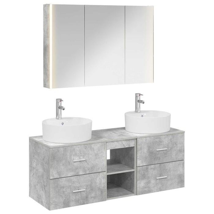 Set de mobilier pentru baie 4 pcs Gri Beton WALTI