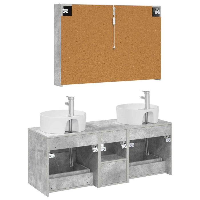 Set de mobilier pentru baie 4 pcs Gri Beton WALTI