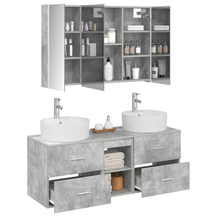 Set de mobilier pentru baie 4 pcs Gri Beton WALTI