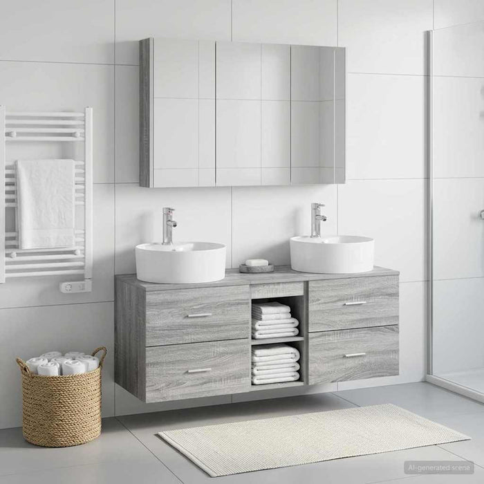 Set de mobilier pentru baie 4 pcs Sonoma gri WALTI
