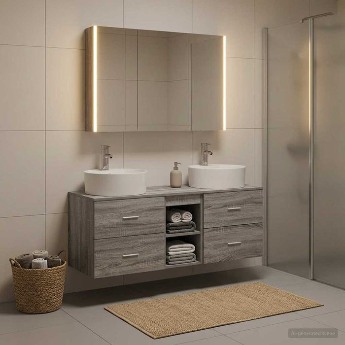 Set de mobilier pentru baie 4 buc. Sonoma gri WALTI