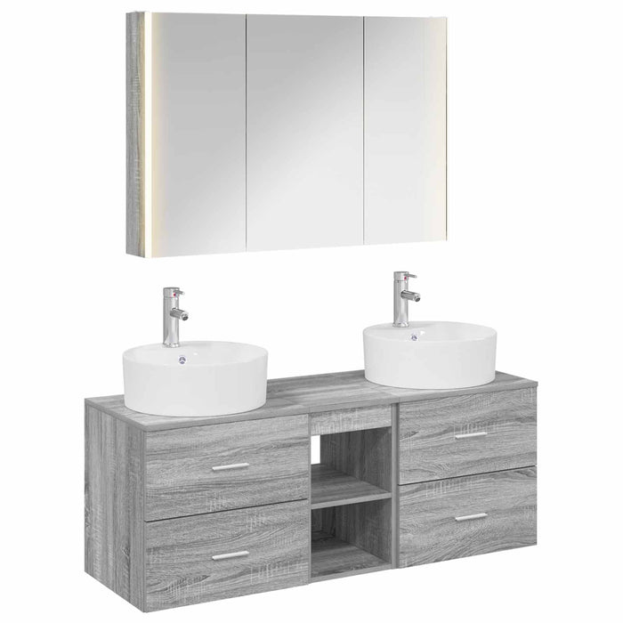 Set de mobilier pentru baie 4 pcs Sonoma gri WALTI