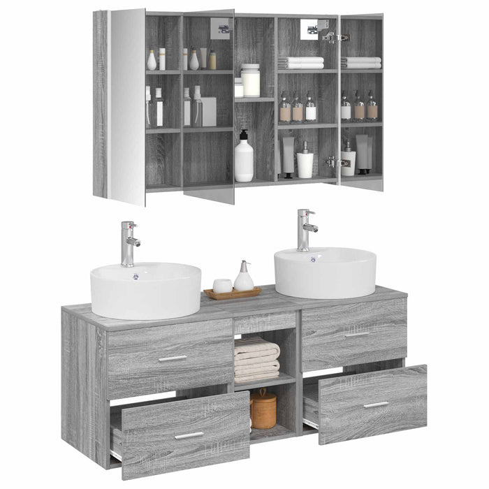 Set de mobilier pentru baie 4 pcs Sonoma gri WALTI