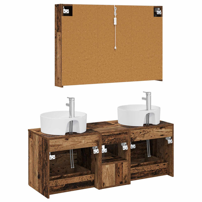 Set de mobilier pentru baie 4 pcs Lemn vechi WALTI