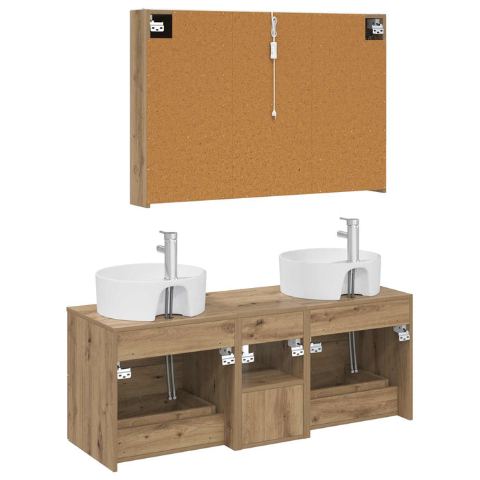 Set de mobilier pentru baie 4 pcs Stejar Artizanal WALTI