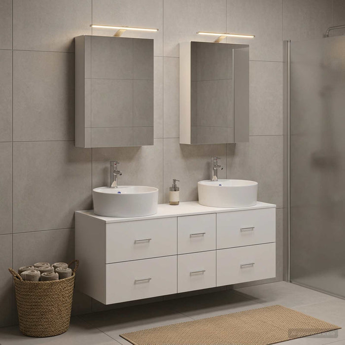 Set de mobilier pentru baie 5 buc. Alb Lemn prelucrat și sticlă WALTI
