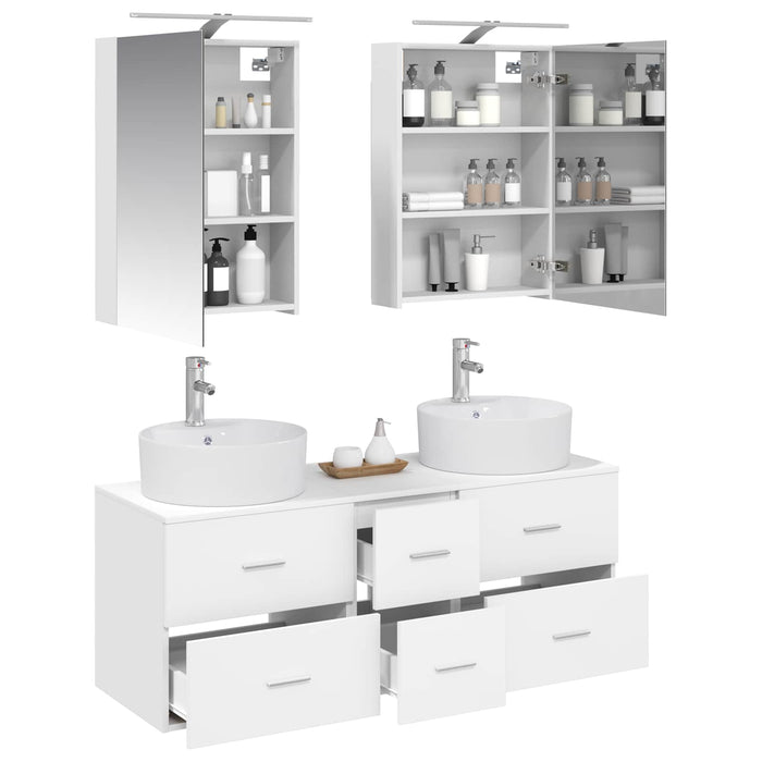 Set de mobilier pentru baie 5 pcs Alb Lemn prelucrat și sticlă WALTI