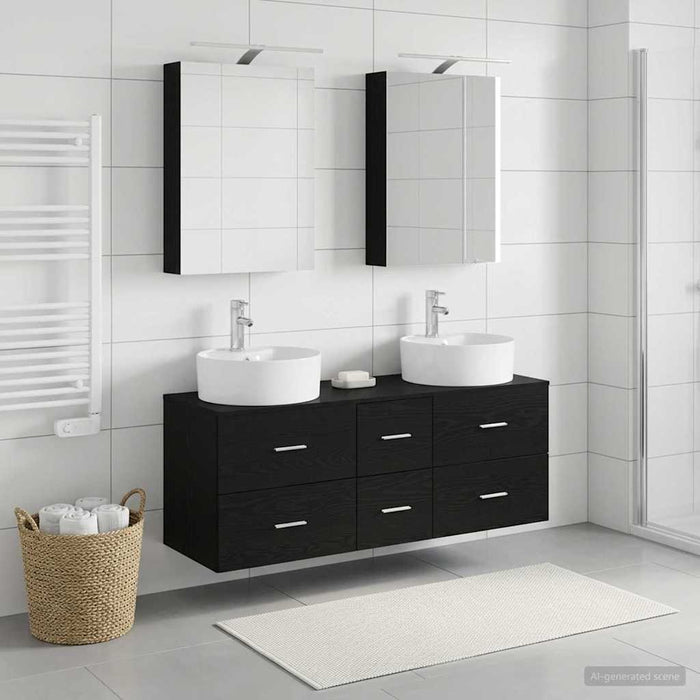 Set de mobilier pentru baie 5 buc. Stejar Negru - WALTI WALTI
