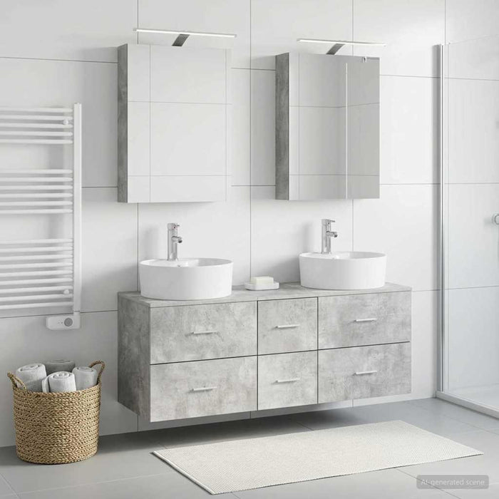 Set de mobilier pentru baie 5 buc. Gri Beton WALTI