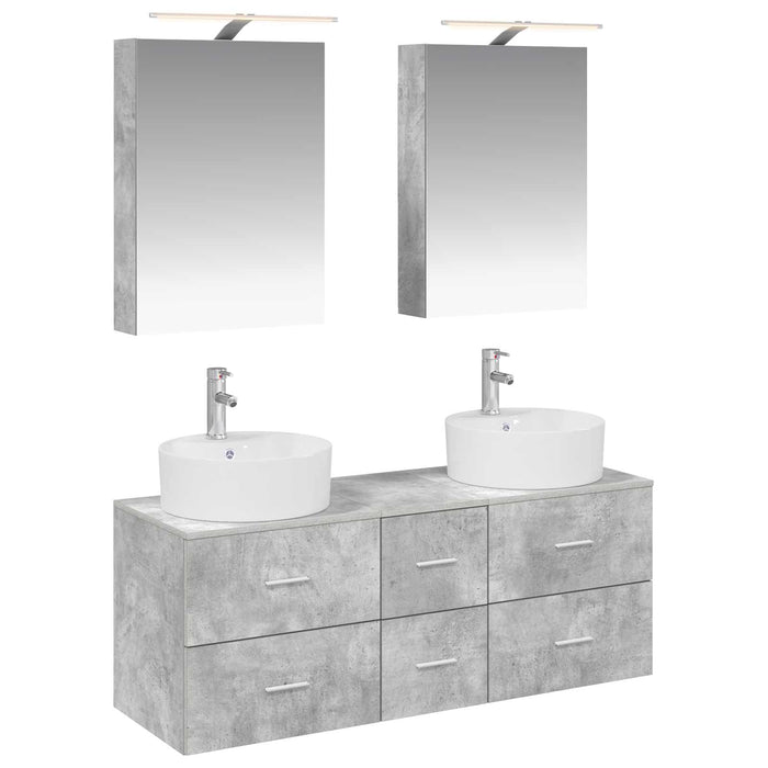 Set de mobilier pentru baie 5 pcs Gri Beton WALTI