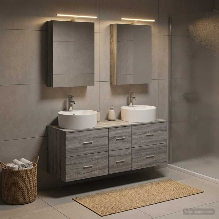 Set de mobilier pentru baie 5 buc. Sonoma gri - WALTI WALTI