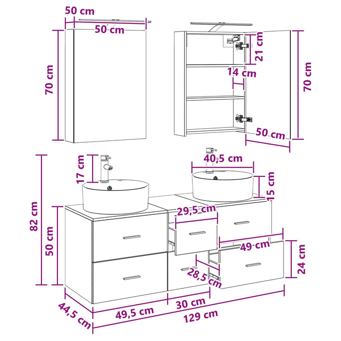 Set de mobilier pentru baie 5 pcs Sonoma gri WALTI