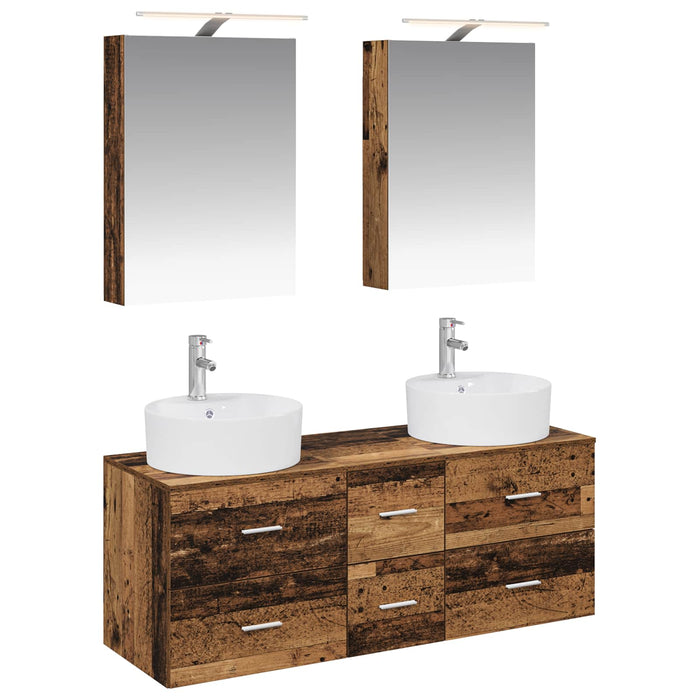 Set de mobilier pentru baie 5 pcs Lemn vechi WALTI