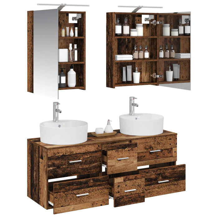 Set de mobilier pentru baie 5 pcs Lemn vechi WALTI