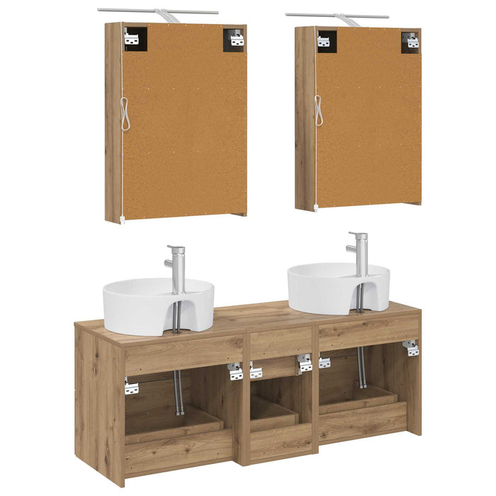Set de mobilier pentru baie 5 pcs Stejar Artizanal WALTI