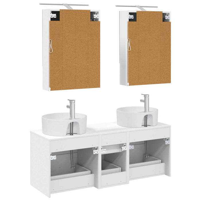 Set de mobilier pentru baie 5 pcs Alb Lemn prelucrat și sticlă WALTI