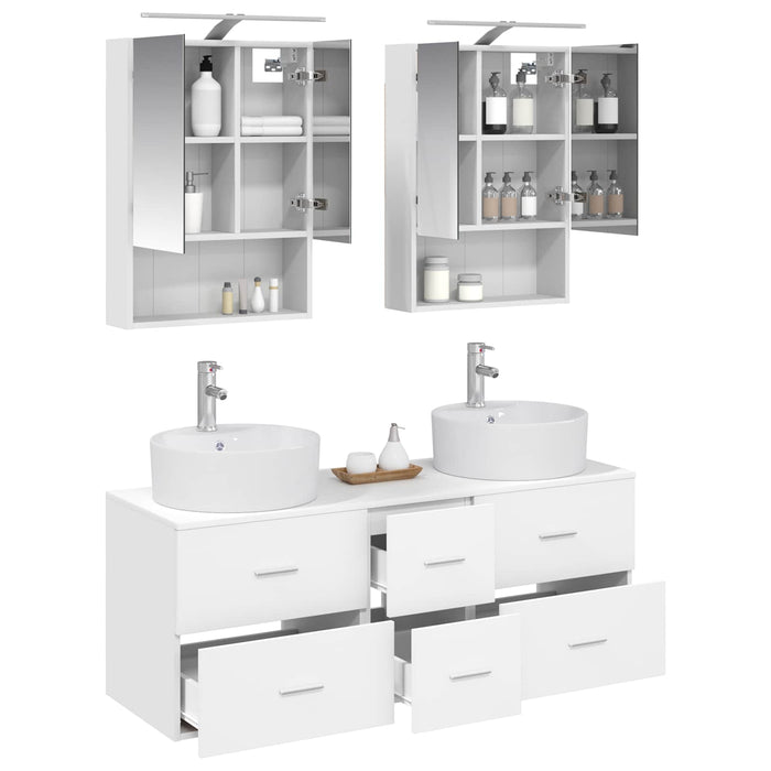 Set de mobilier pentru baie 5 pcs Alb Lemn prelucrat și sticlă WALTI