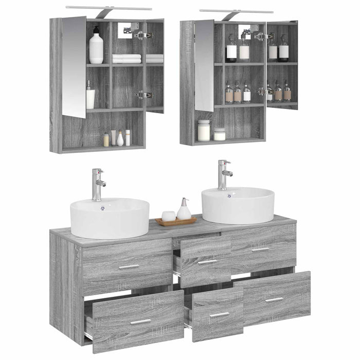 Set de mobilier pentru baie 5 pcs Sonoma gri WALTI