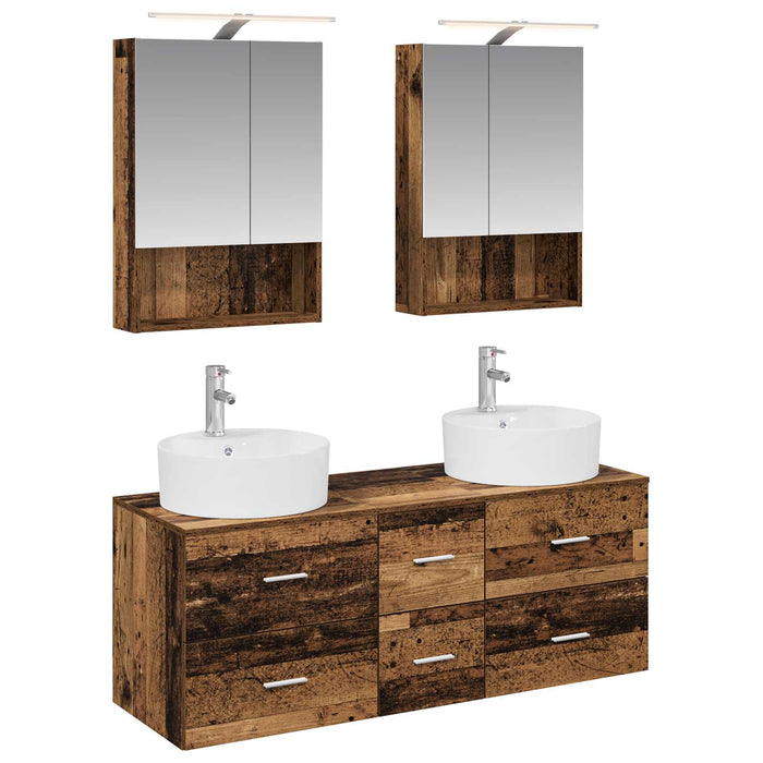 Set de mobilier pentru baie 5 pcs Lemn vechi WALTI
