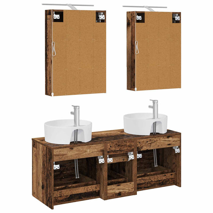 Set de mobilier pentru baie 5 pcs Lemn vechi WALTI